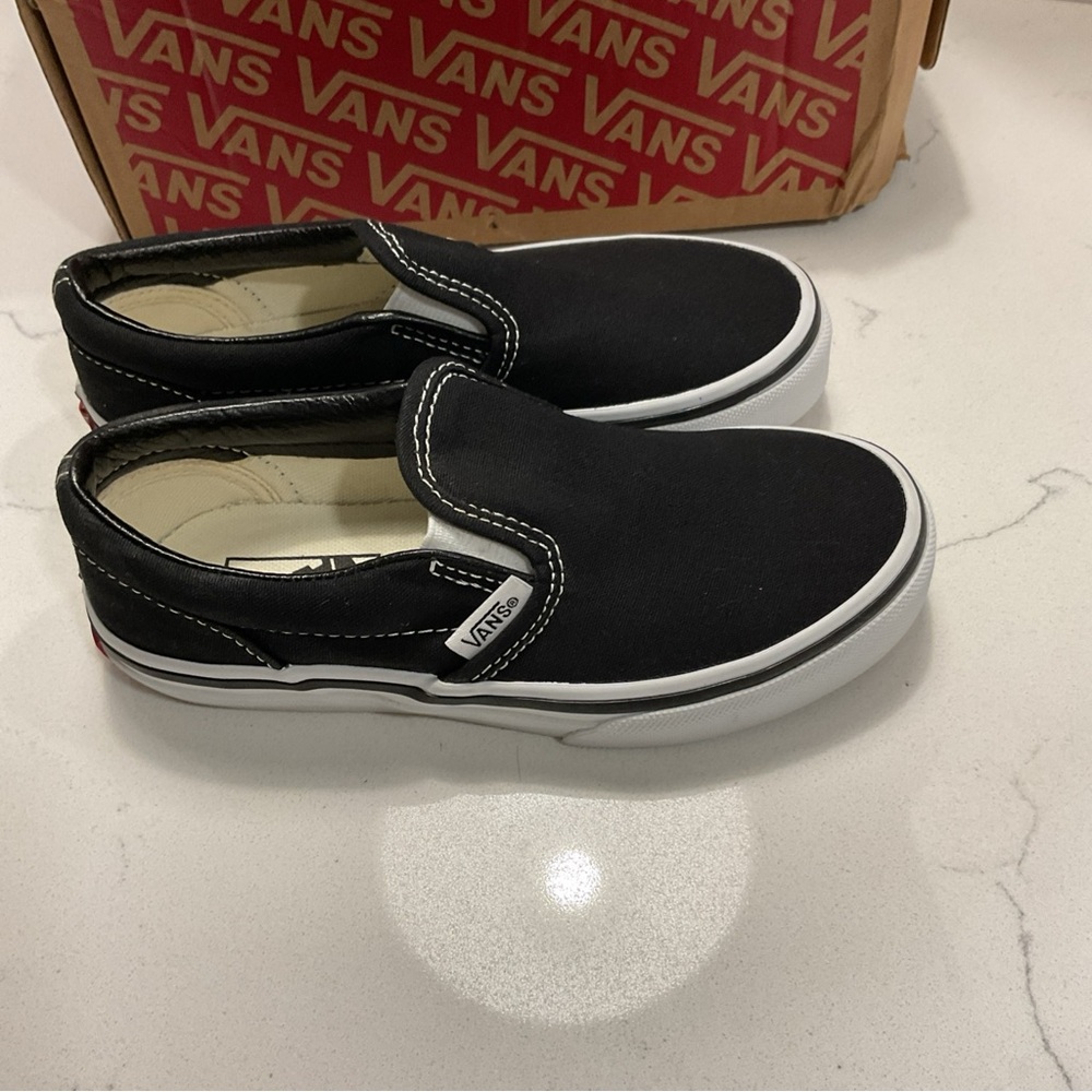 Vans Kids Black and White Slip-On Sneakers